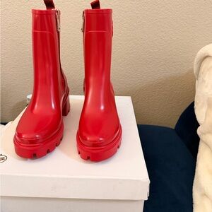 Moncler Red Women's Rain Boots